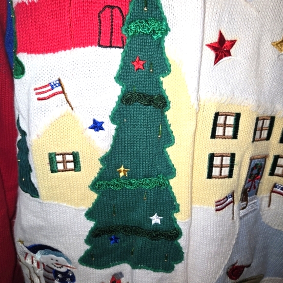 Quacker Factory VTG Blue & Red Front & Back Americana Christmas Cardigan Size 1X - Picture 6 of 12